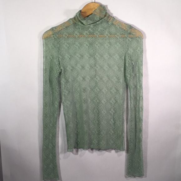 Free People Tops - Free People Sea Foam Lace Shirt